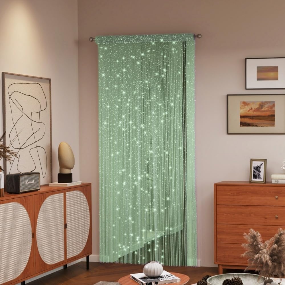 Ave Split Decorative Door String Curtain Wall Panel Fringe Window Panel Drapes Room Divider Blind Divider Tassel Screen Home 100cm*200cm