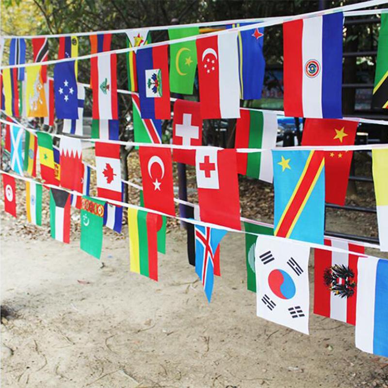 Aerlxemrbrae 14*21cm String flag 32 countries around the world nations flag small flag hanging flags
