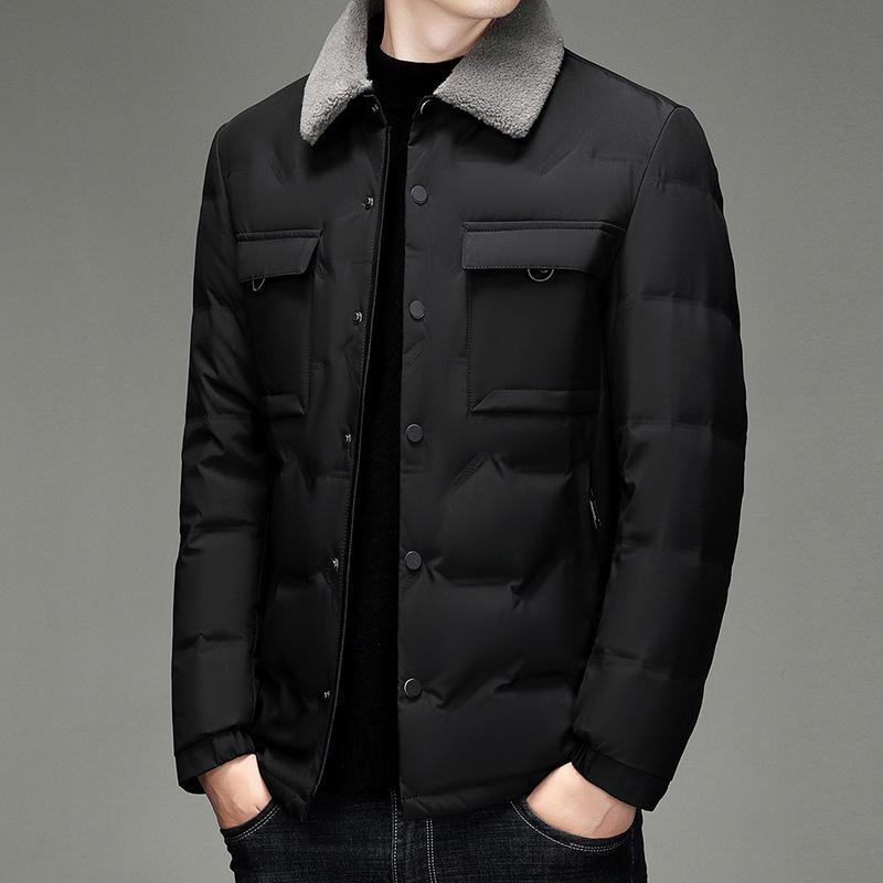 

Новая зимняя молодежная модная мужская теплая пуховая куртка, ветрозащитная и холодная пуховая куртка для мужчин с меховым воротником XXXXL чёрный
