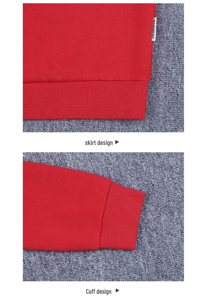 Women's Red Hooded Slimming Sweatshirt with Letter Embroidery - 2026 Autumn Collection, Long Sleeve Short Pullover
