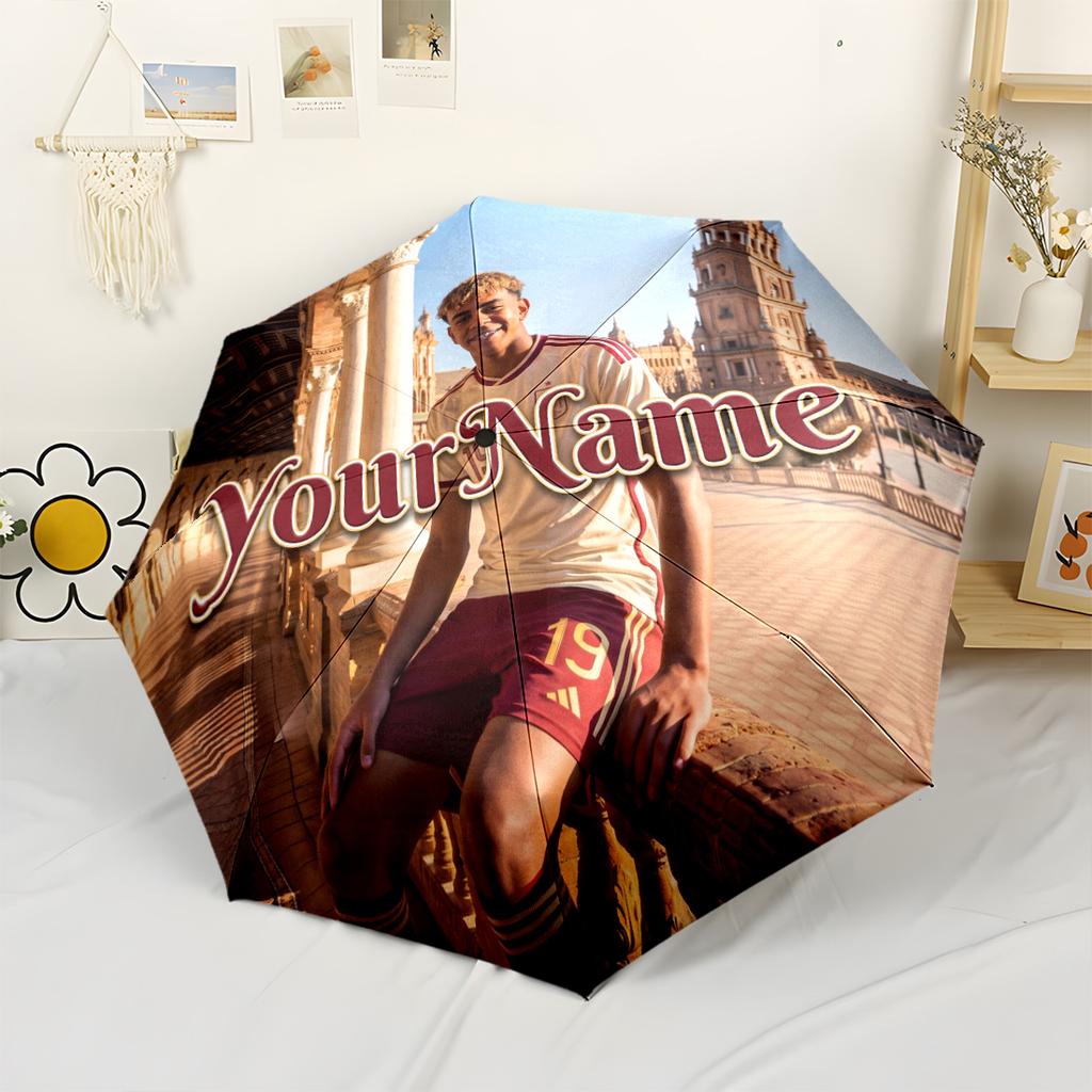 Ombrello Personalizzato con Nome Lamine Yamal Ombrello Automatico Ombrello Pieghevole con 8 Stecche Leggero Ombrello per Tutte le Stagioni per Viaggio Elegante