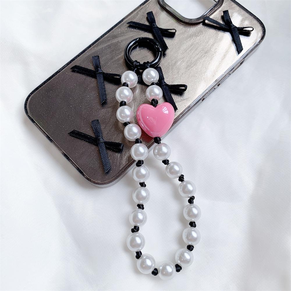 INS Charm Jewelry Pearl Lanyard Bracelet Phone Pendant Keychain for Bag Cellphone Strap Keyring Hanging Chain Buckle