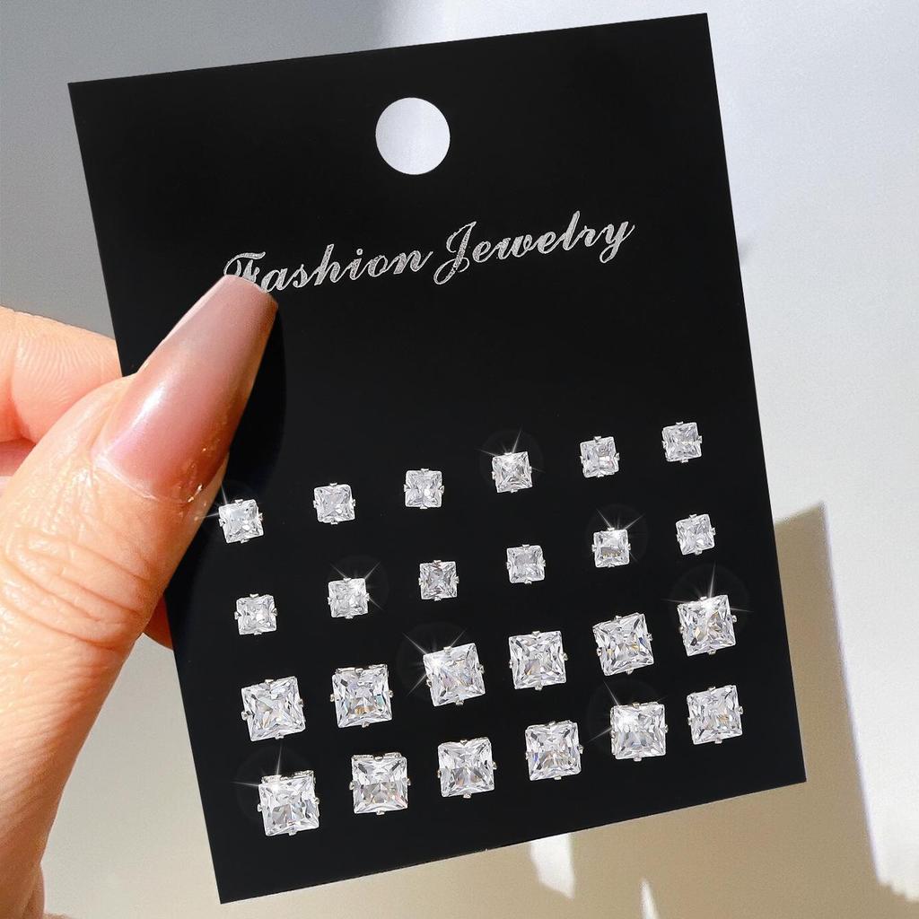 Zircon Pearl Stud Earrings: 12-Pair Set - Unisex, Simple Fashion, Student Style