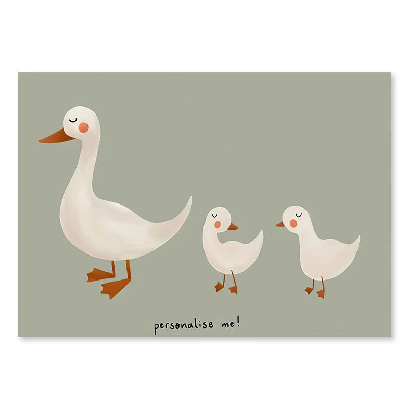 Nordisk Tegneserie Løve Kanin Mus Gås And Veggkunst Lerret Maleri Barnerom Plakat og Trykk Bilder Baby Barn Rom Dekor