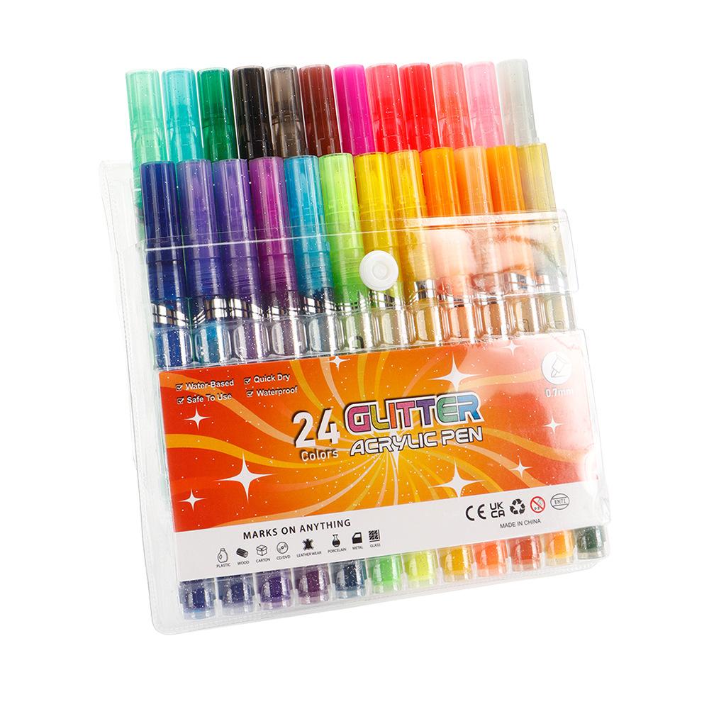 24-Color Glitter Marker Set DIY Journaling and Art Set for Students and Greeting Cards