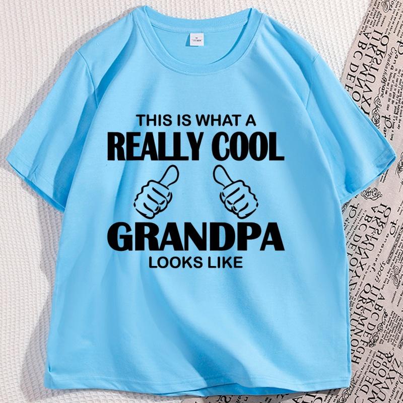 

Mens Tshirt Cotton This Is What A Really Cool Grandpa Tshirt Casual Cotton Short Sleeve Funny Tshirt Round Neck Man Clothing 4XL