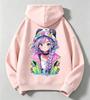 Kids Hoodie Colorful Anime Girl Back Print Hooded Sweatshirt Teen Casual Street Pullover