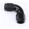 Aluminum 90 Degree -8 AN Female To 8AN Female One Piece Full Flow Hose Coupler Fitting AN8 Double Swivel Connector, Black