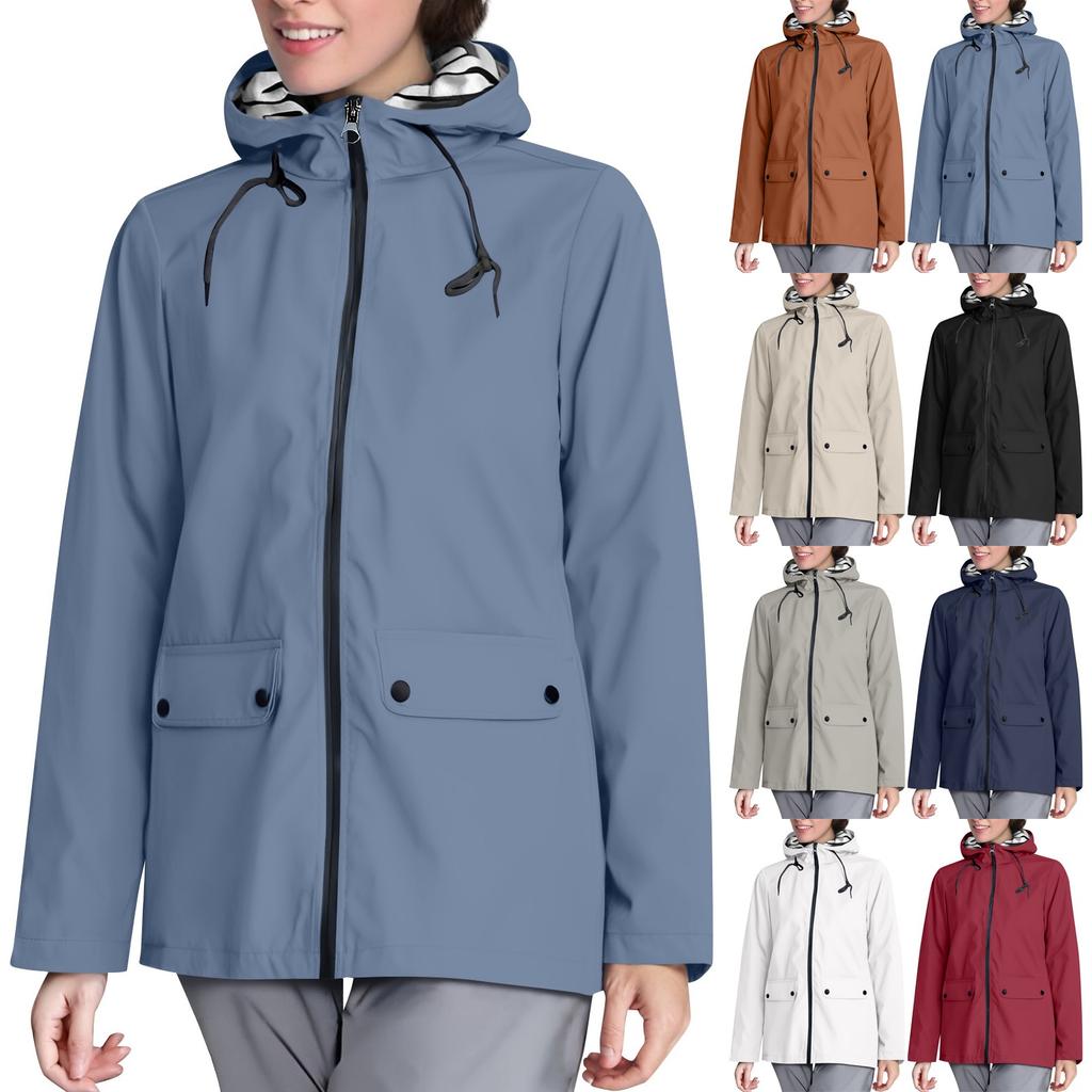 Giacca Corta da Donna alla Moda Casual Monocolore Impermeabile da Esterno per Escursionismo