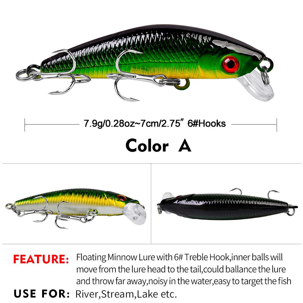 

7 см подводная приманка для рыбы, приманка для пресноводного окуня, приманка 7,9 г, биомиметическая пластиковая твердая приманка 1#