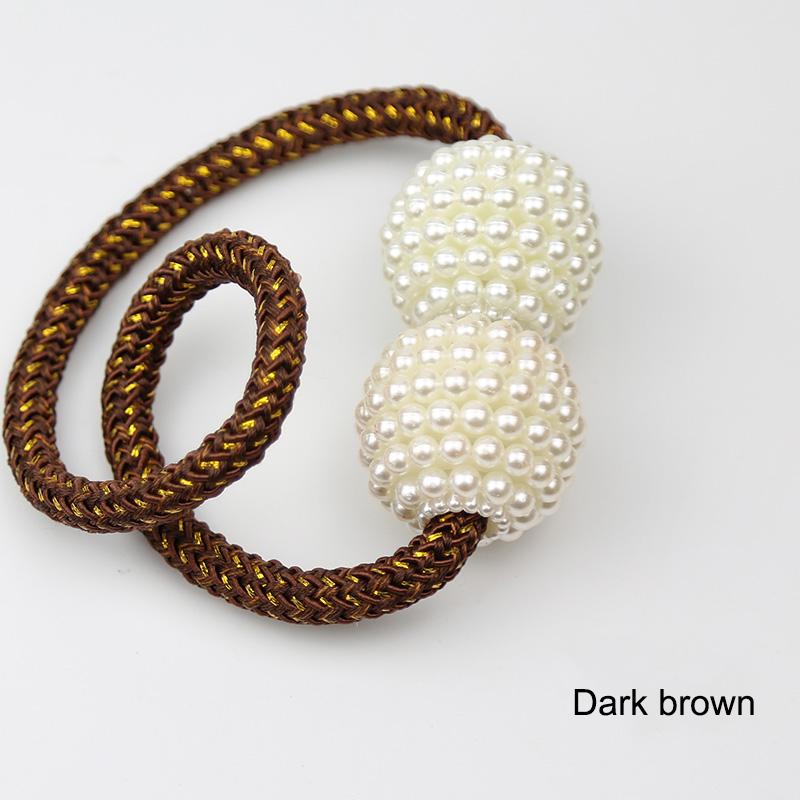 

1x Магнитный зажим для штор с жемчугом Держатели для штор Подхваты Пряжки Зажимы Подвесной шарик Пряжка Подхват Аксессуары для штор Домашний декор темно-коричневого