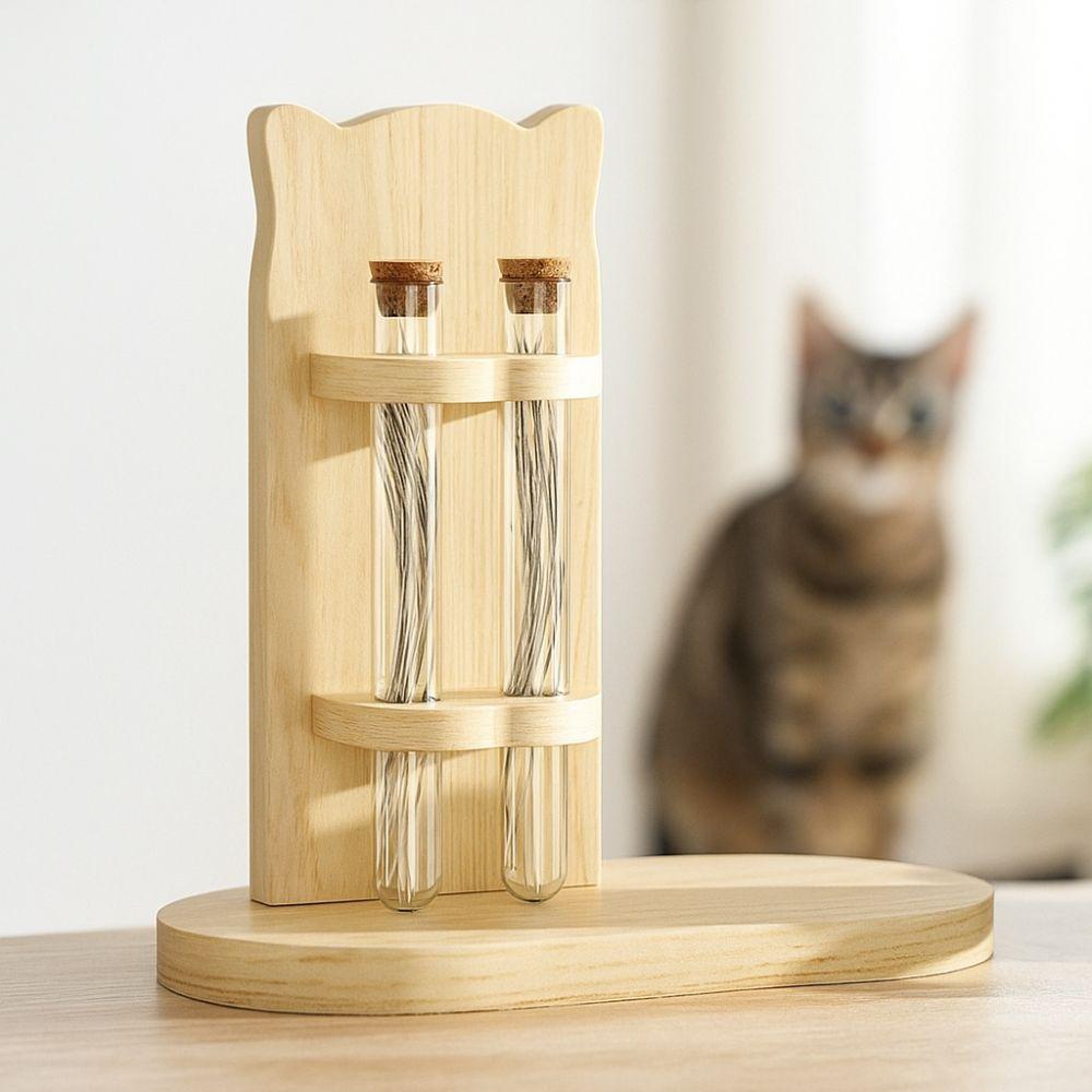 Handmade Cat Hair Storage Box Wooden Pet Memorial Ornament for Puppy Kitty Rabbits