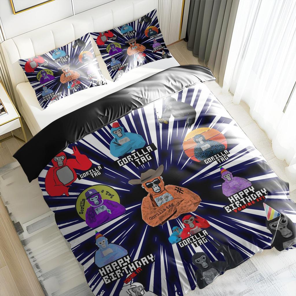Gorilla Game Three-piece Quilt Cover 3D Digital Printing Bedding Set Bed Cover