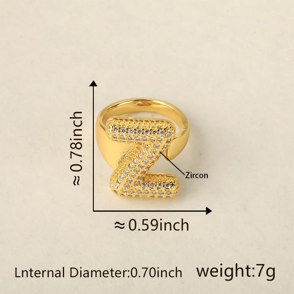 26 Letter Open-Ended Zircon Ring INS Minimalist Series Gift For Friends