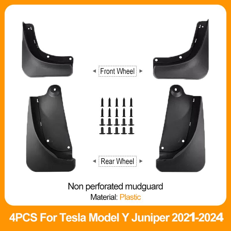 4PCS Non Perforated Mud Flaps For Tesla Model Y/3 2021-2026 No Splash Guards TPE Plastic Fender Mudguards Car Exterior Accessori