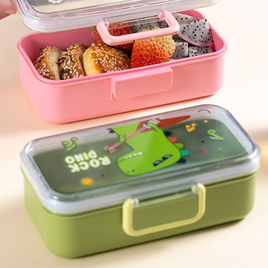 700ML Kids Bento Lunch Box Leak-proof Snack Box Cartoon BPA-Free Easy Carry Children Meal Prep Container with for School And Outdoor Adventures
