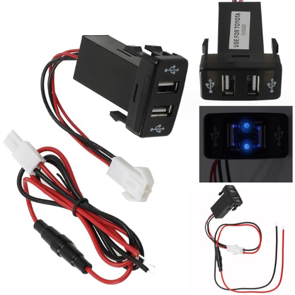Toyota Car USB Port, USB Extension Kit, USB Power Supply, Dual USB Ports, Switch