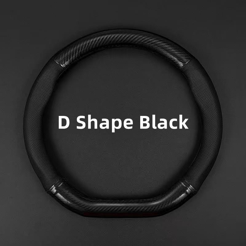 

D Type Leather Universal Car Steering Wheel Cover Breathable Anti Slip Car Decoration 37-38cm Steering Wheel Cover Accessories