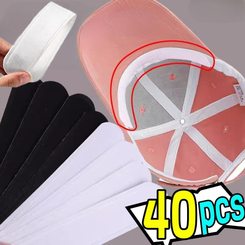 40pcs Hat Sweat Absorber Stickers Summer Cap Liner Bands Sweatband Visor Hats Size Reducer Adhesive Sweat Absorbing Strips Pads