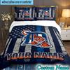 Custom Name 3PCS Detroit Tigers Emblem Bedding Set,Including  Duvet Cover And 2pcs Pillowcases Perfect for Bedroom,Dormitory,Fan Christmas Gift
