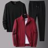 Men's Loose Fit Fleece-Lined Sports Suit - Spring/Autumn Dad's Casual Jacket & Three-Piece Set for Middle-aged & Elderly