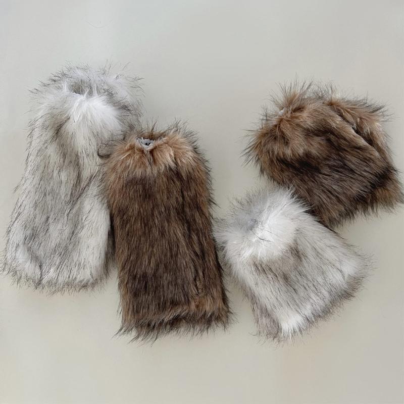 Cozy Fuzzy Leg Warmers Women Girls' Winter Fashion Accessory Furry Plush Boot Covers Sleeves Socks for Costume Parties