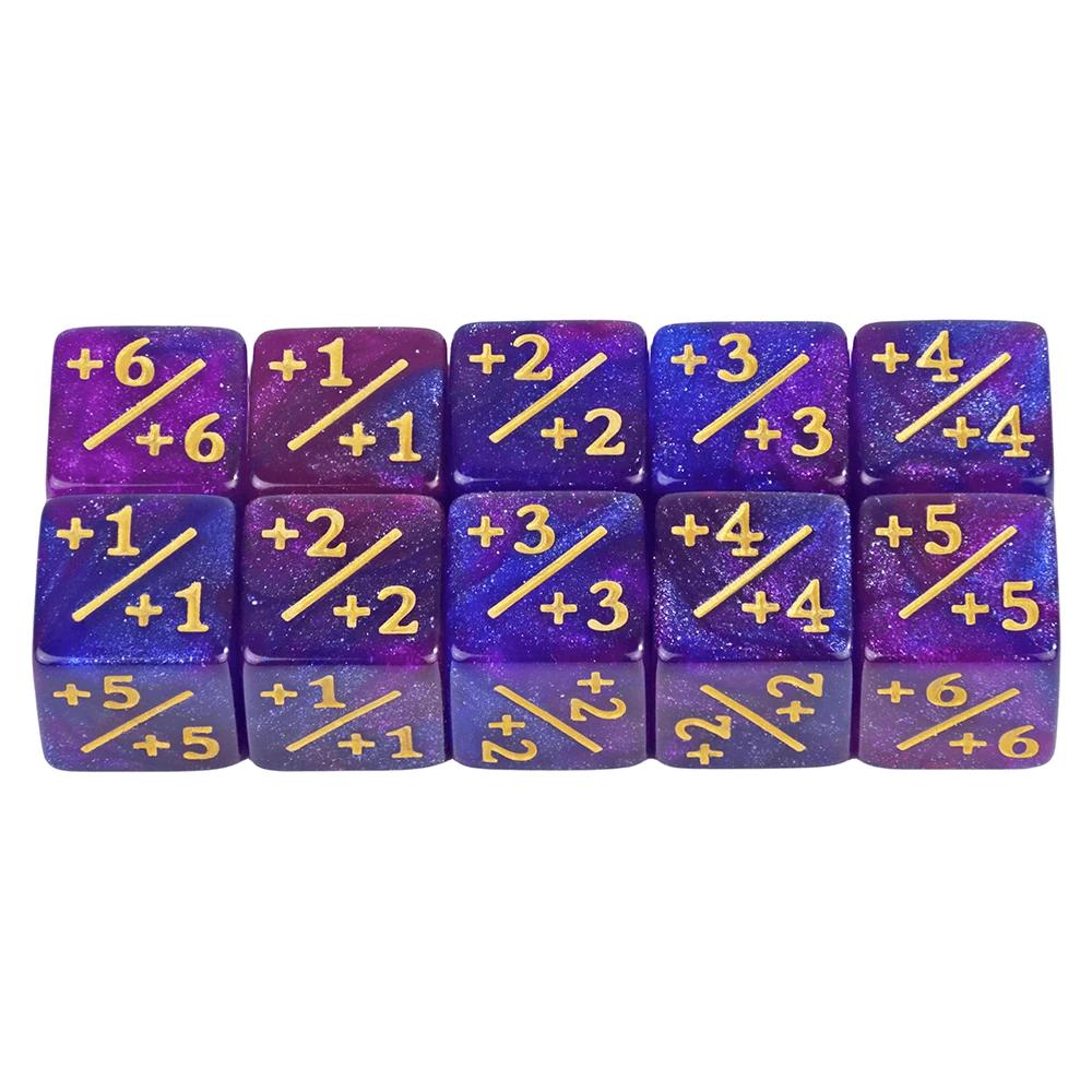 New Six Sided Dice Set D6 Counters  1/ 1 and -1/-1 Set of 10 Dice for Math Teaching ,Kid Arithmetic Toys, Card Game Accessories