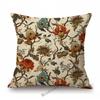 Pink Red Orange Beautiful Flower Pattern Wallpaper Art Design Sofa Decoration Pillow Case Cotton Linen Chair Cushion Cover