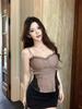 #Summer new Spice Girl retro heavy industry sling vest women's waist design slim one-piece with chest pad