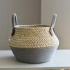 Straw Weaving Flower Pot With Double Handle Stylish Sturdy Decorative Props Garden Accessories