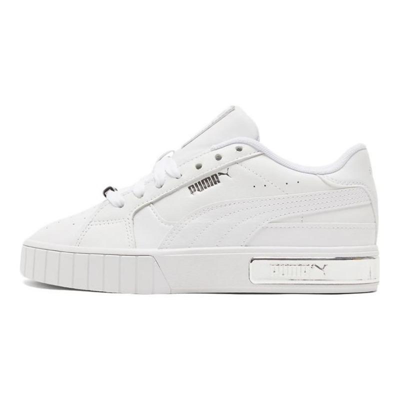 PUMA Cali Star Metallic Women Top-Grain Leather & Synthetic Leather Retro Low-top Skate Shoes White Silver 380219-01 35.5