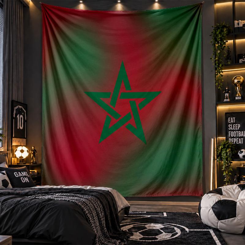 Wall Hanging Tapestry Morocco Football Print Cloth for Living Room Bedroom Home Decor