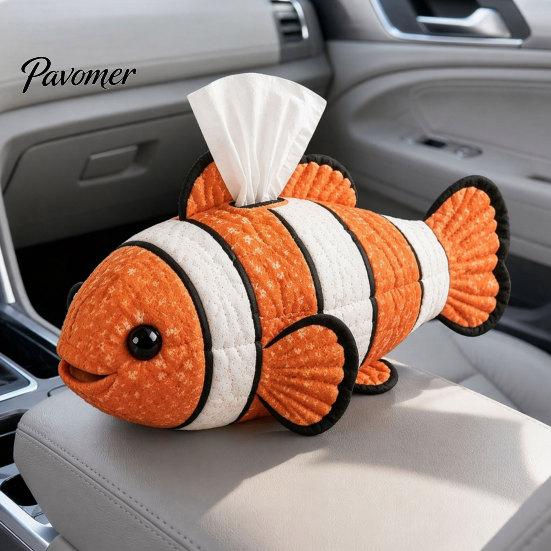 Healing Home Decor DIY Tissue Box, Top Opening Soft Fabric Cover, Marine Animal Theme Case Dispenser, Multipurpose Patchwork Designs Sewing