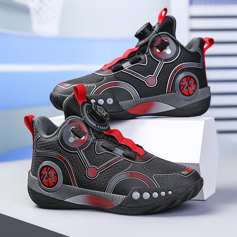 Summer breathable basketball professional actual student sneakers rotating button raw sneakers