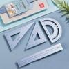 Geometry Triangle Ruler School Supplies Examination Stationery Aluminium Ruler Set Metal Rulers