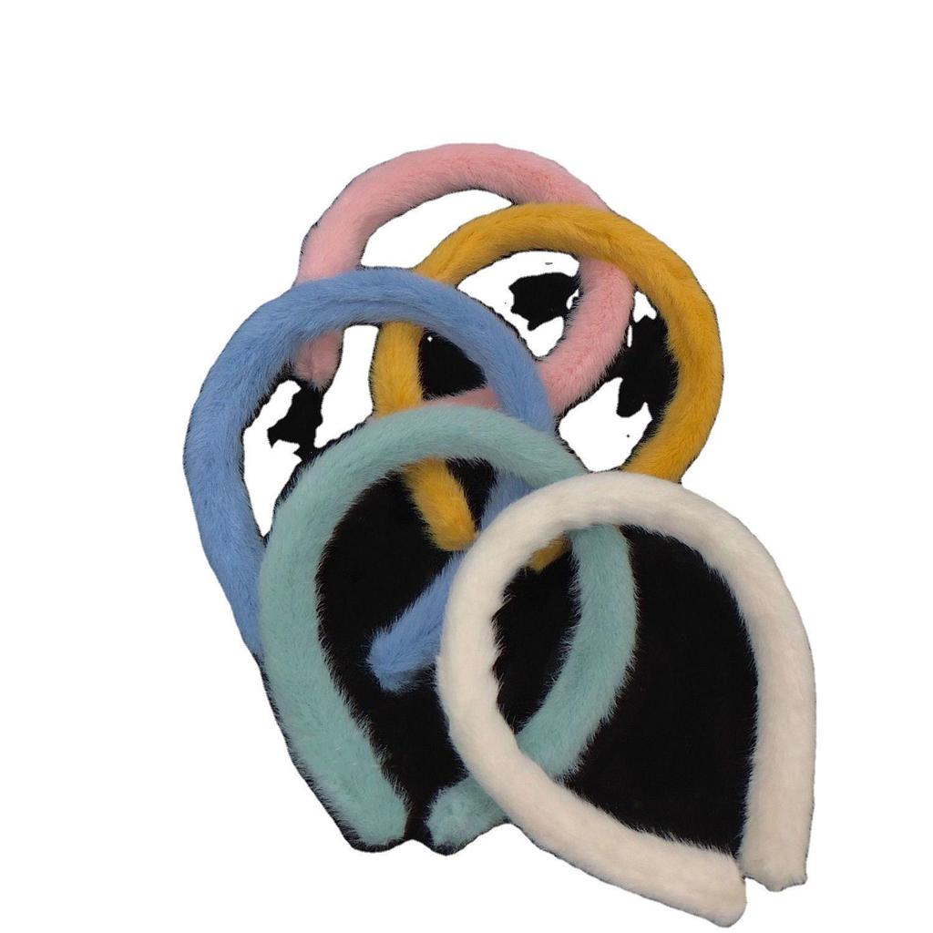 Korean Faux Rabbit Fur Headband: Women's Versatile Furry Hairband & Clip for Outings or Face Washing