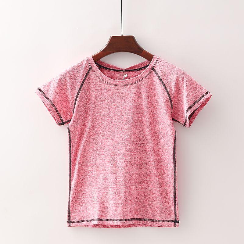 

[Поклонник] Скидка на бренд торгового центра Женская новая футболка с круглым вырезом, мягкая, короткая, эластичная, для йоги, танцев, спорта 3s235 Rose Red S/155