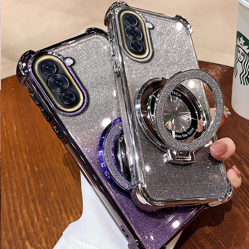Nova11 11pro Case Luxury Magnetic Bracket Shockproof Cover For Huawei Nova 11 12 10 9 9SE pro Case with Holder shiny Glitter
