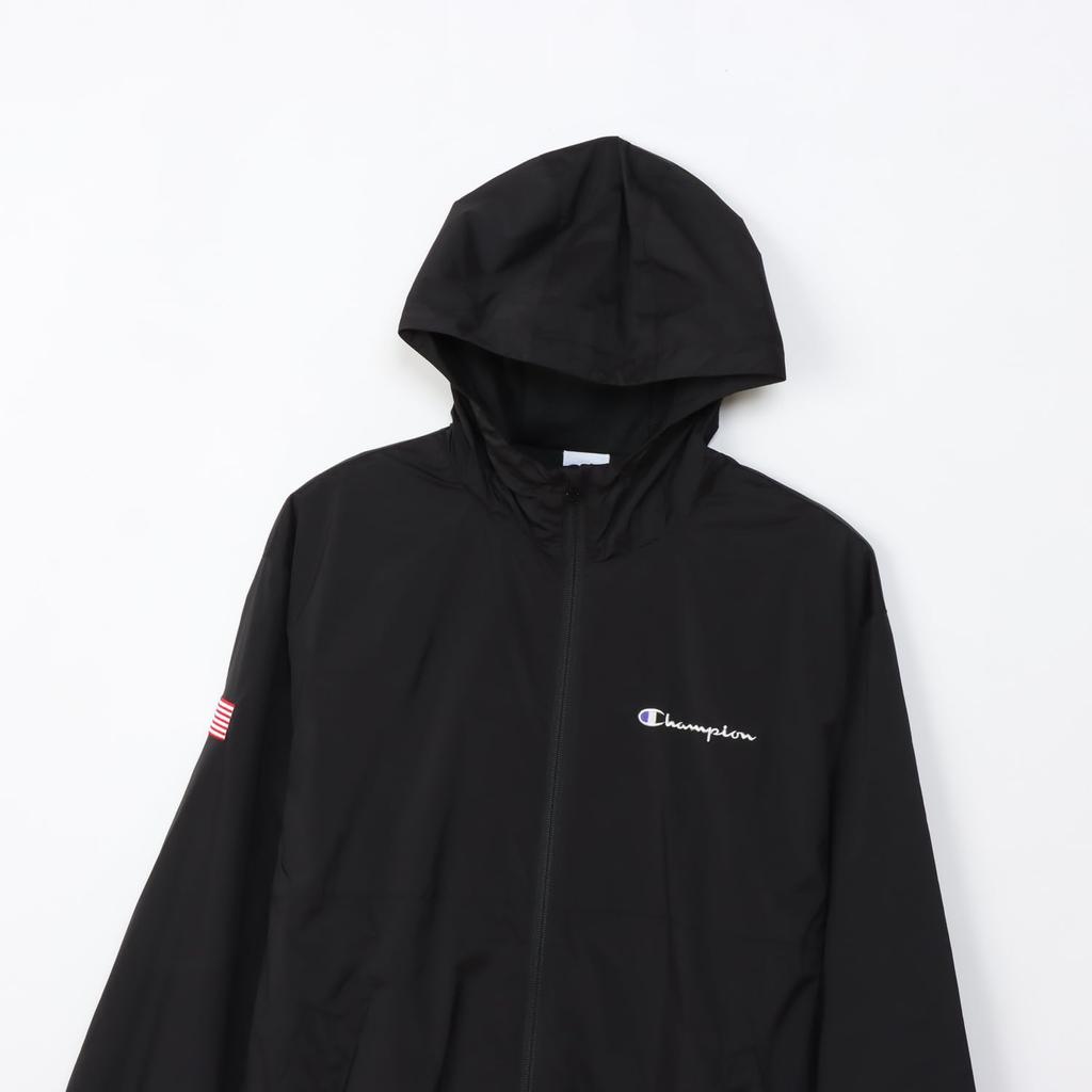 Champion Long Sleeve Stretch Windproof and Hooded Jacket with Embroidered Script Golf Water-Repellent Logo, Outerwear, C3-CG601-090-L