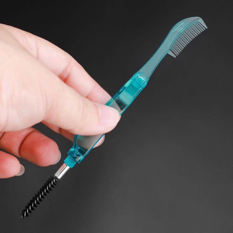 Portable Eyebrow Eyelash Shaper Eyelash Comb Double Head Eyebrow Brush Makeup Grooming Tool Foldable Mascara Brush