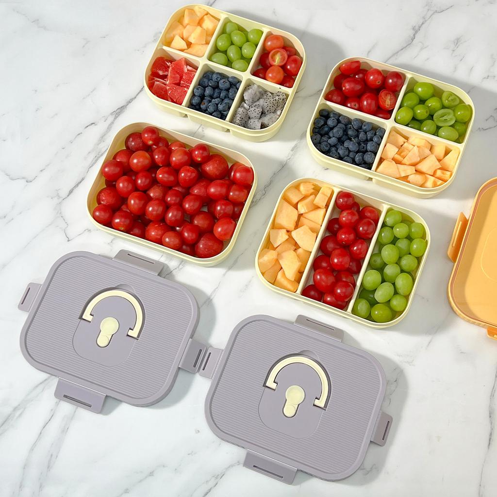 WORTHBUY Large Capacity Plastic Divided Bento Lunch Box Microwave Portable Leak-proof Cold And Hot Food Container For Student