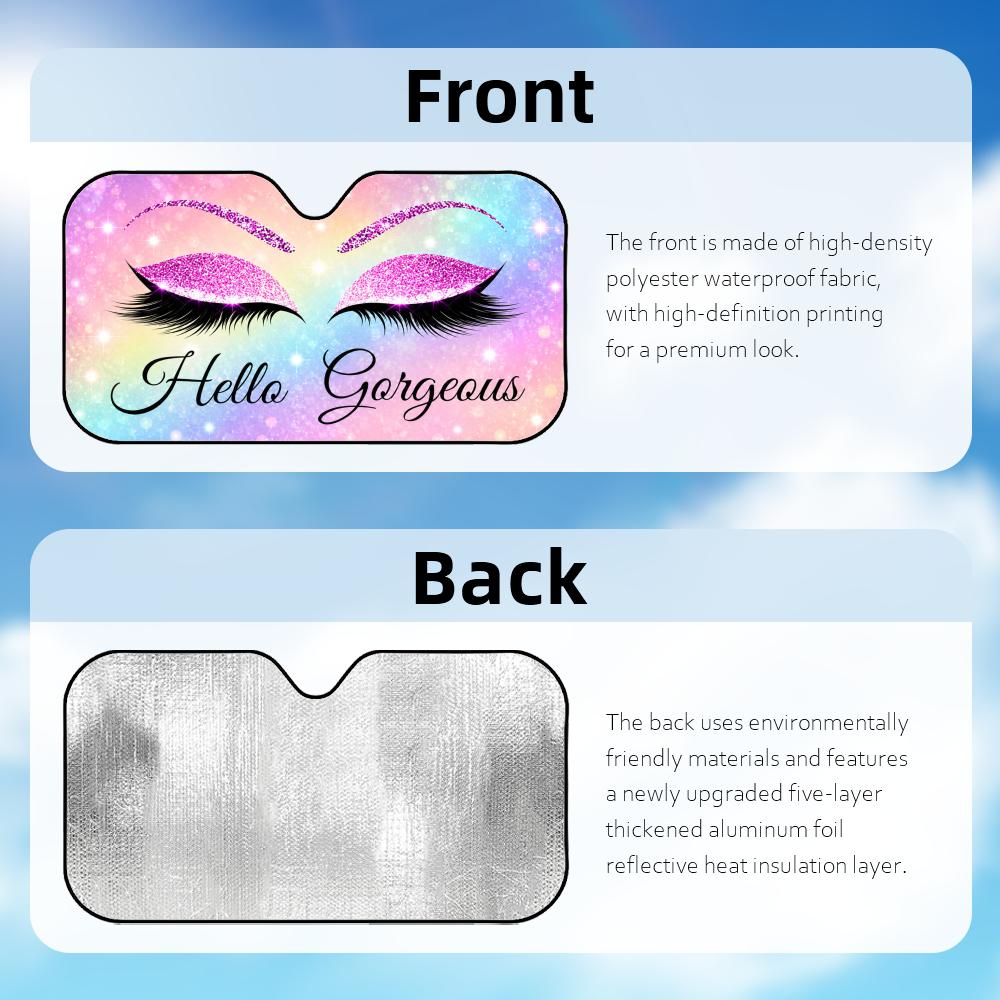 Hello Gorgeous Glam Art Sun Visor Car Front Windshield Shade UV Block Heat Shield Foldable Universal Fit CoverWindshield Sunshades 1