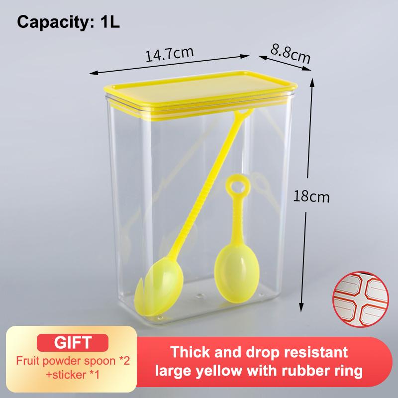 Airtight Food Storage Coffee Powder Container Witith Spoon For Milk Tea Shop Transparent Kitchen Organizer Spice Soybean Storage