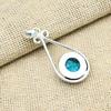 Blue Topaz Gemstone Handmade 925 Sterling Silver Jewelry Pendant For Engagement Gift