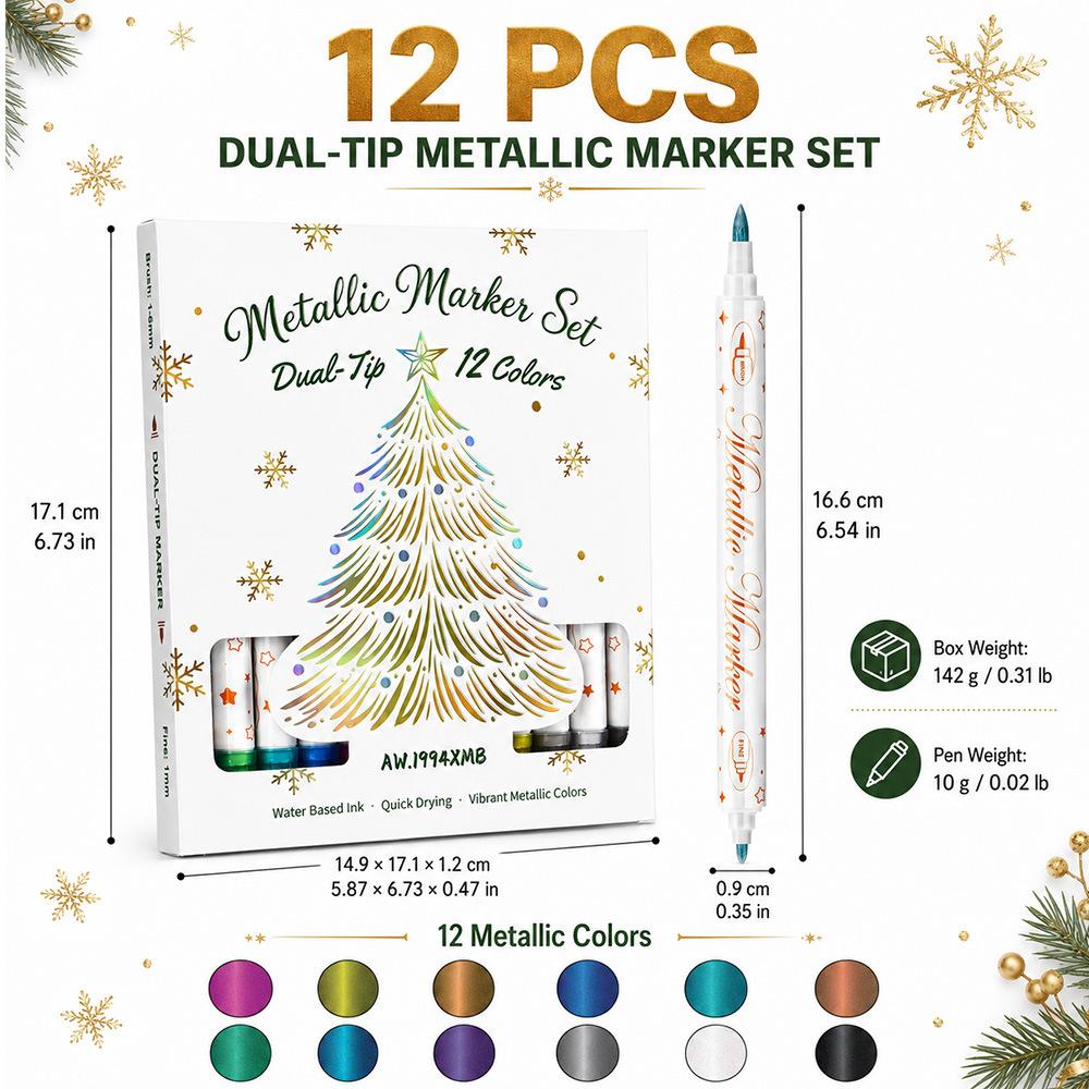 Christmas Gift Box Acrylic Paint Marker Set with Light Board for Kids DIY Drawing Art Craft