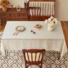 European Retro Cotton Linen Tablecloth Line Tassel Dining Table Dustproof Decorative Cover Cloth Kitchen Restaurant Party Desktop Protective Cover