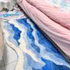 Thick Flocking Ocean Wave Rug Non Slip Rubber Back Washable Acrylic Floor Mat For Bedroom Bathroom Beach House Decor
