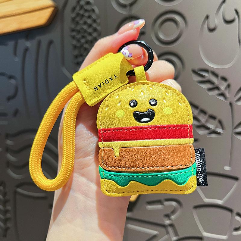 Creative Cartoon Leather Gourmet Keychain Pendant Female Delicate Donut Student Bag Accessories Small Gifts