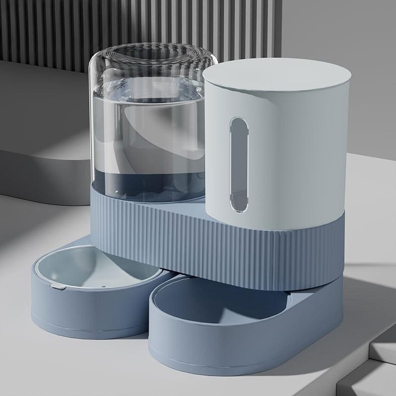 

Автоматична годівниця для котів Автоматична годівниця для домашніх тварин Набір диспенсера для води для котів собак Миска для їжі 2-в-1 з вставкою з нержавіючої сталі 1 set синій