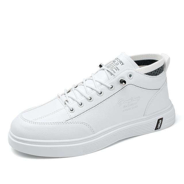 

Спортивная мужская обувь, модная повседневная мужская кожаная обувь, обувь для вождения, прогулочная обувь на плоской подошве, летняя новая тенденция, мужская повседневная обувь 41 белый